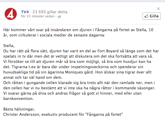 TV4, Stella, Fångarna På Fortet, Tioåring, Sociala Medier, Spridning,  Insändare